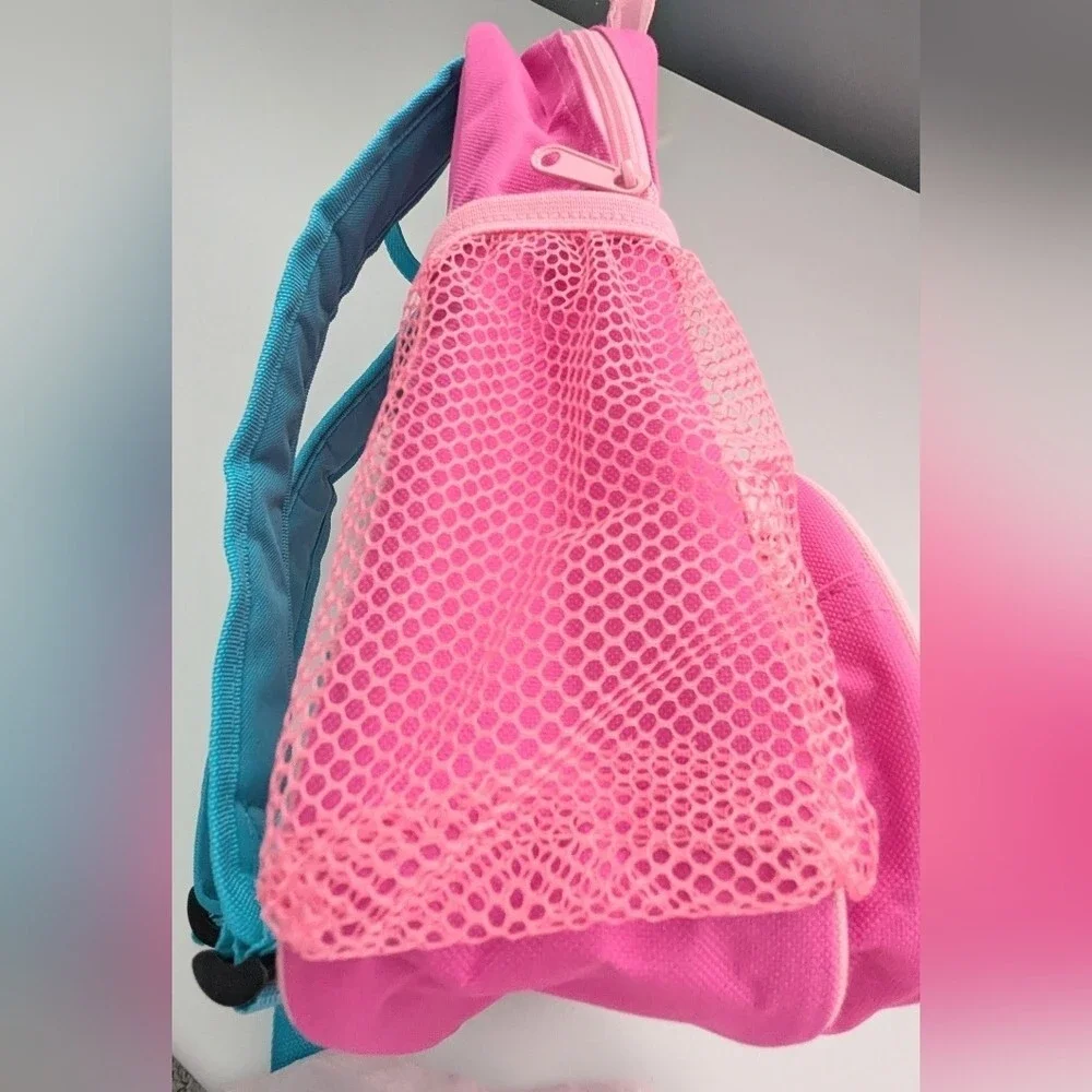 Girls' Pink Cat Backpack/Knapsack w/ 2 Zippered Pockets & Open Side Mesh Pocket